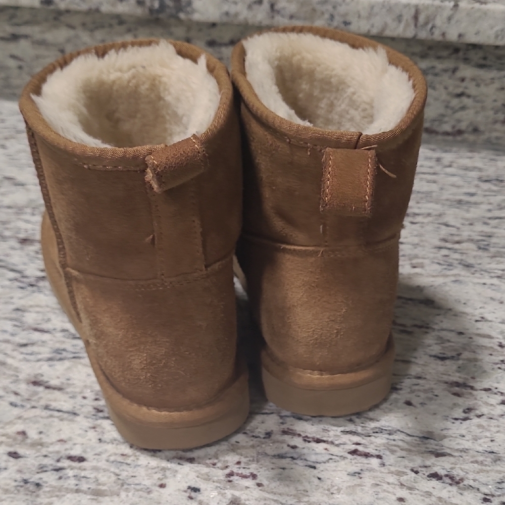 Tan Suede Ankle Boots with Faux Fur Lining - Picture 5 of 7